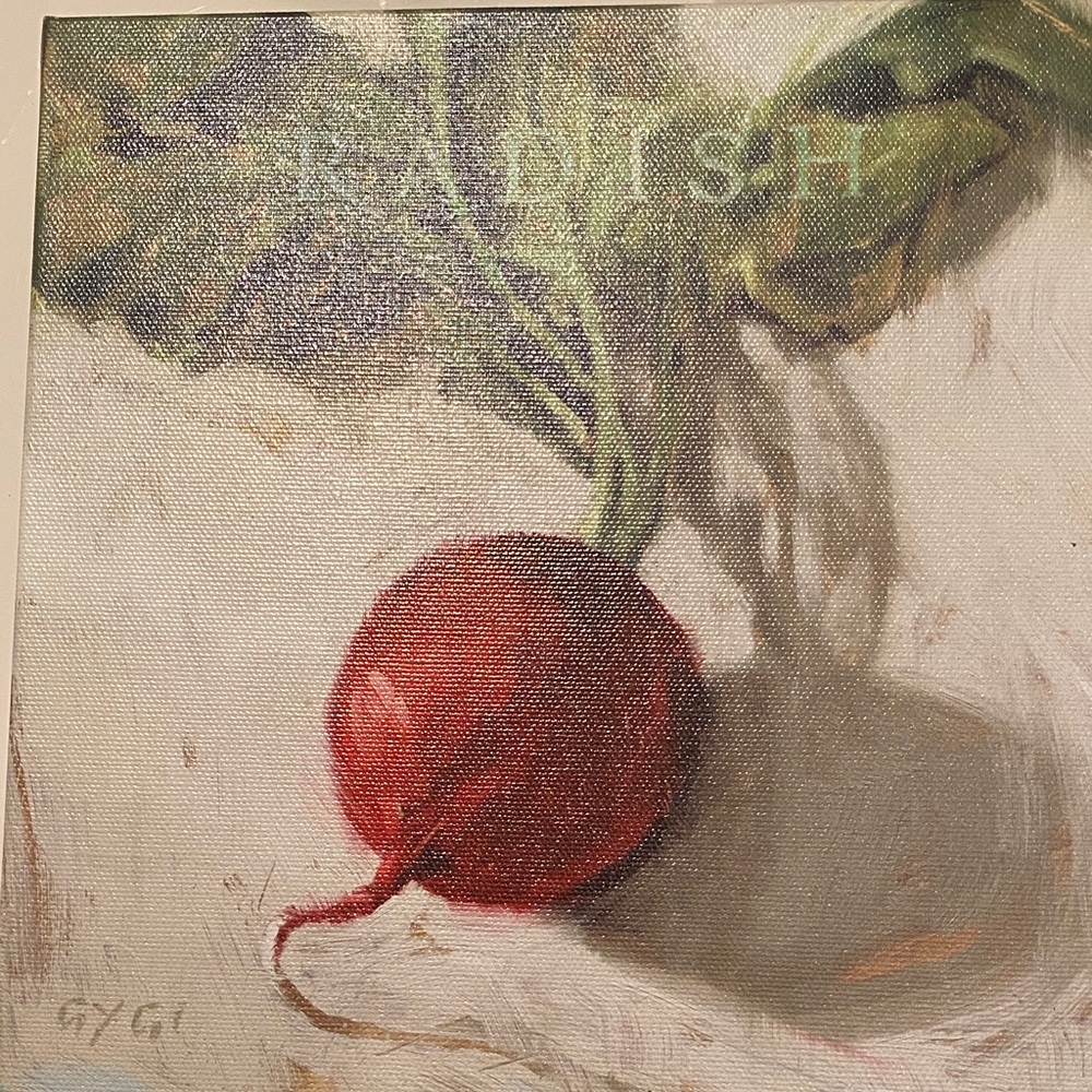 Darren Gygi Radish Canvas Art Print signed 9” x9”
